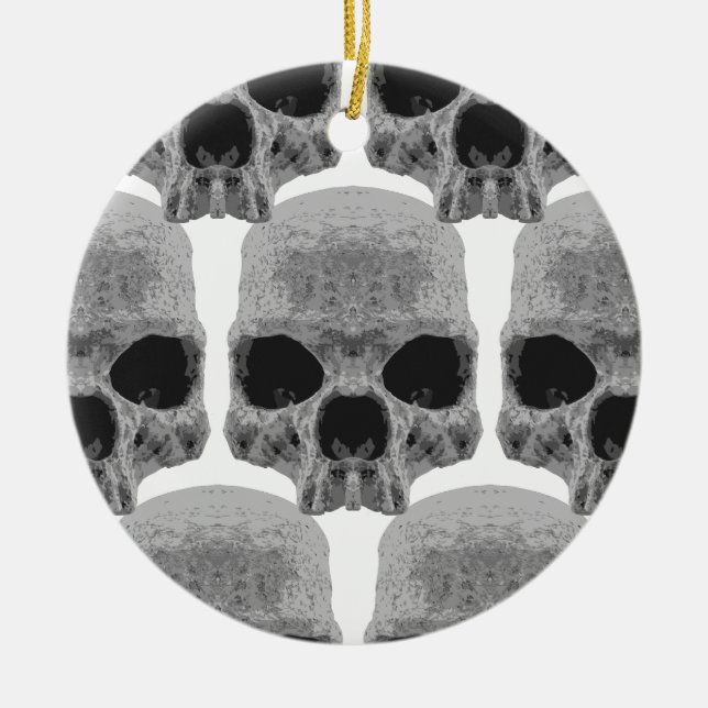 goth skulls ceramic tree decoration (Front)