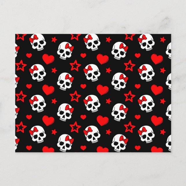 Goth Skulls & Hearts Postcard (Front)