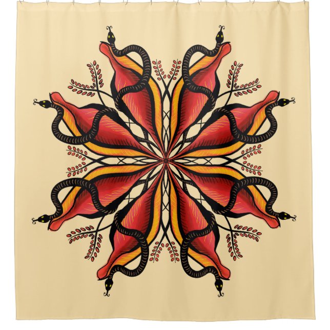 Goth Snakes Flower Tattoo Style Shower Curtain (Front)
