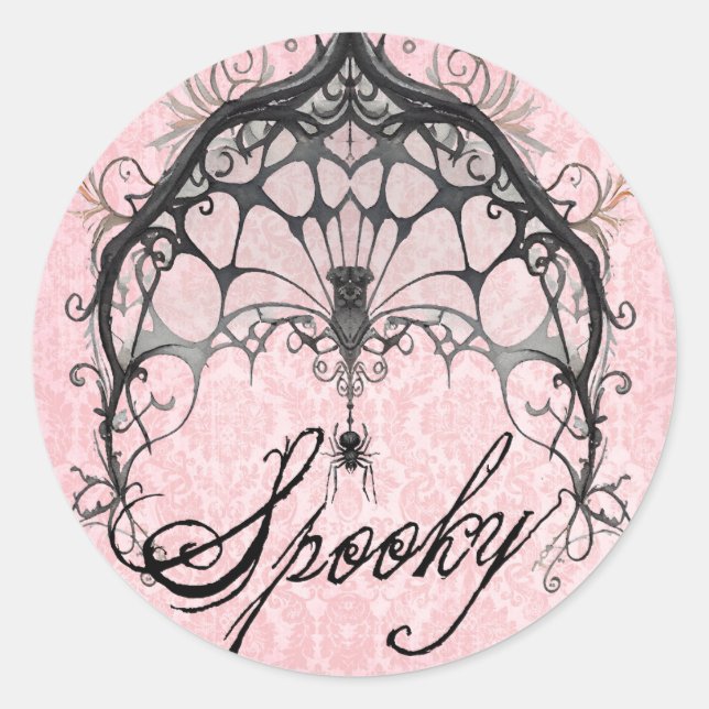 Goth Spider Web Spooky Halloween Classic Round Sticker (Front)