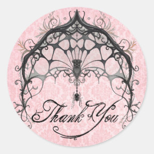 Goth Spider Web Thank You Halloween Classic Round Sticker