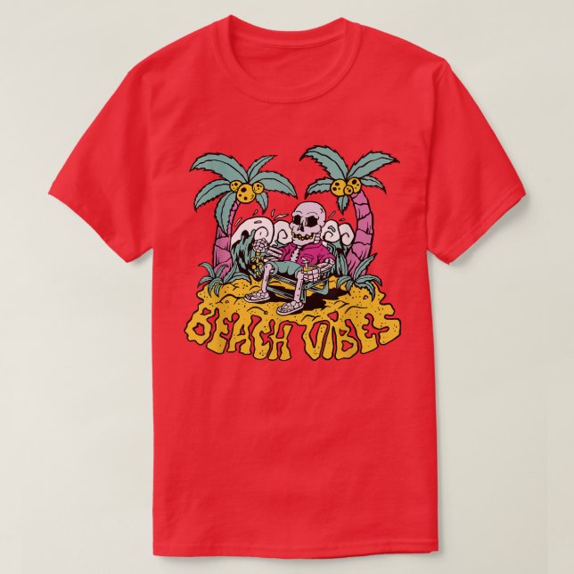 Goth Spooky Beach Vibes Skeleton T-Shirt (Design Front)