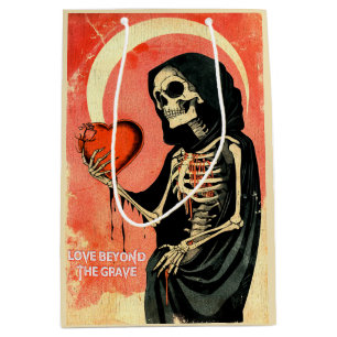 Goth Spooky Valentine Grim Reaper with Heart Medium Gift Bag