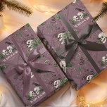 Goth St. Patricks Day Floral Skulls Irish Wedding Wrapping Paper<br><div class="desc">This unique and elegant Irish gothic wedding wrapping paper design features beautiful hand-drawn Irish-themed illustrations in black ink against an elegant dark plum purple background. Featuring green clovers, skulls, crows, green roses and wildflowers, this festive green wrapping paper is ideal for Irish weddings, bridal showers, and other March celebrations. Personalise...</div>