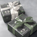 Goth St. Patricks Day Floral Skulls Irish Wedding Wrapping Paper<br><div class="desc">This unique and elegant Irish gothic wedding wrapping paper design features beautiful hand-drawn Irish-themed illustrations in black ink against an elegant dark grey background. Featuring green clovers, skulls, crows, green roses and wildflowers, this festive green wrapping paper is ideal for Irish weddings, bridal showers, and other March celebrations. Personalise with...</div>