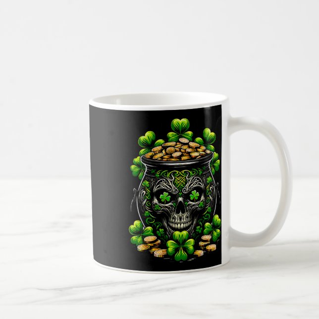 Goth St Patricks Day Gothic Skull Pot Men Women  Coffee Mug (Right)
