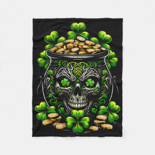 Goth St Patricks Day Gothic Skull Pot Men Women  Fleece Blanket