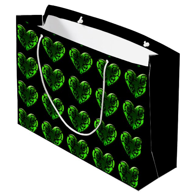 Goth St. Patrick's Day Green Heart Bag (Back Angled)