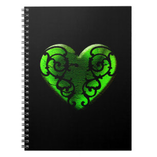 Goth St. Patrick's Day Green Heart Notebook