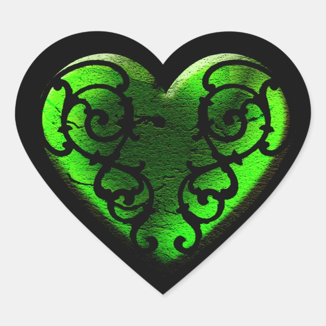 Goth St. Patrick's Day Green Heart Sticker (Front)