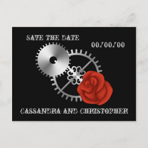 Goth steampunk victorian roses Save the Date Announcement Postcard