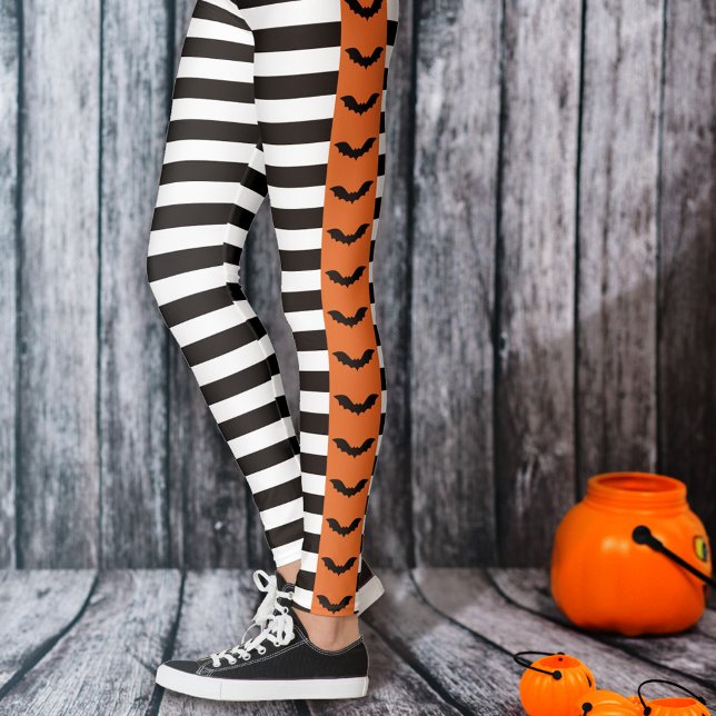 Goth Stripes Orange Bat stripe Halloween Leggings (Creator Uploaded)