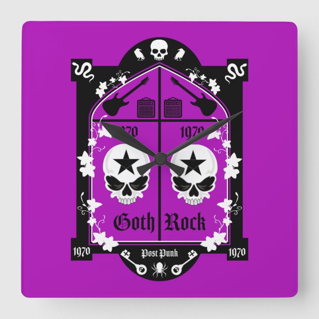 Goth Subculture Fashion Square Wall Clock (Front)