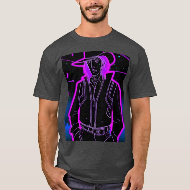Goth Synthwave Outrun Goth Cowboy girl T-Shirt (Front)