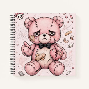 Goth Teddy Bear Pill Pattern Yami Kawaii Notebook