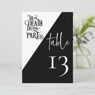 Goth Till Death Do Us Part Wedding Table Number
