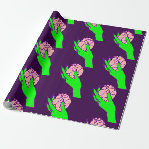 goth valentine creepy human heart green hand  wrapping paper