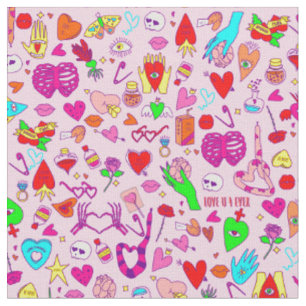 goth valentine creepy skull human heart potion fabric