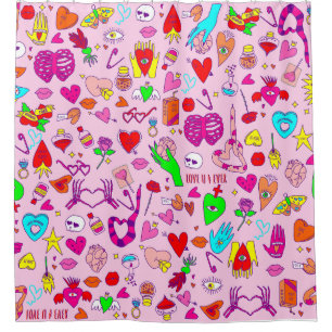 goth valentine creepy skull human heart potion shower curtain