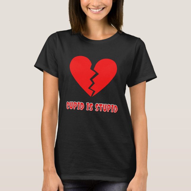 Goth Valentine's Day Cupid is Stupid  Emo Single T-Shirt (Front)