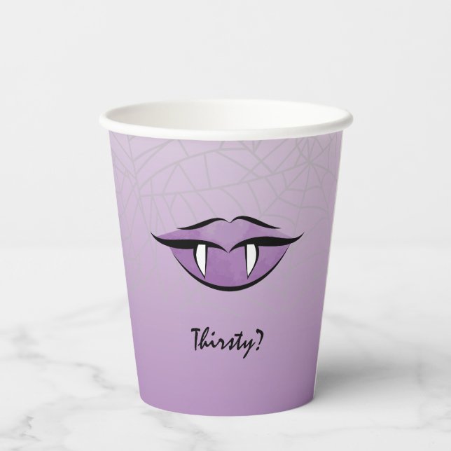Goth Vampire Lips Halloween Birthday Paper Cup (Back)