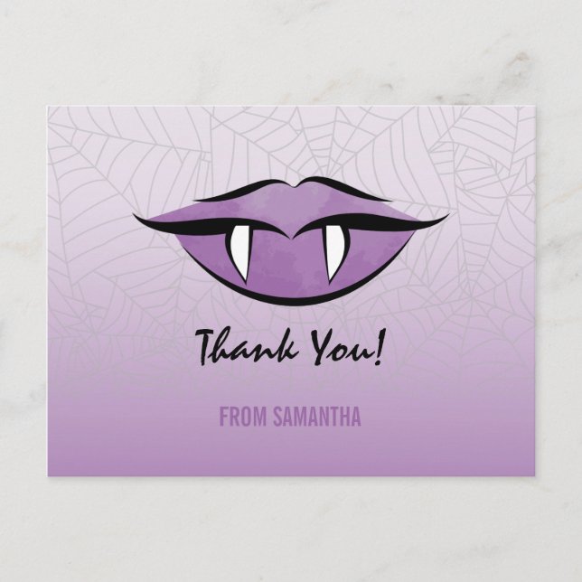 Goth Vampire Lips Halloween Birthday Thank You Postcard (Front)