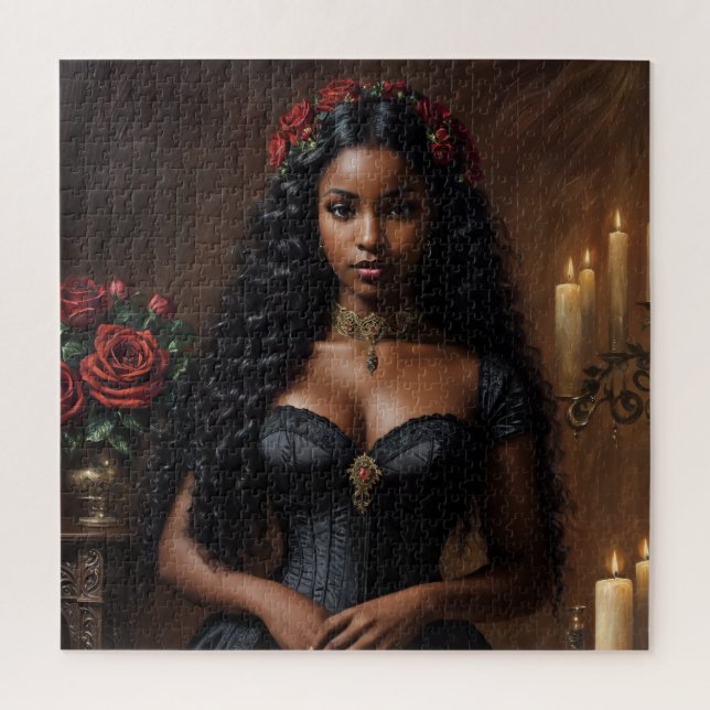 Goth Victorian Black Woman Jigsaw Puzzle (Vertical)