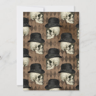 Goth Victorian Skulls Vintage Hat Dark Rhombuses Thank You Card
