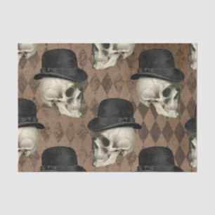 Goth Victorian Skulls Vintage Hat Dark Rhombuses Tissue Paper