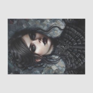 Goth Victorian Woman In Black Tissue Paper