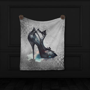 Goth Vogue Grunge   Teal Splash Stiletto High Heel Fleece Blanket
