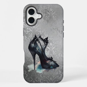 Goth Vogue Grunge Teal Splash Stiletto High Heel iPhone 16 Plus Case