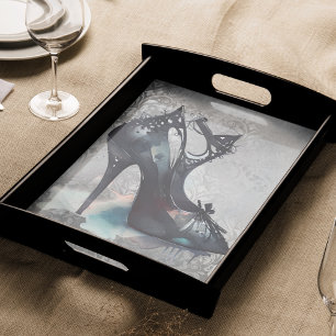 Goth Vogue Grunge   Teal Splash Stiletto High Heel Tissue Paper