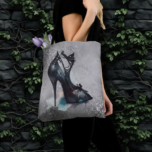 Goth Vogue Grunge   Teal Splash Stiletto High Heel Tote Bag