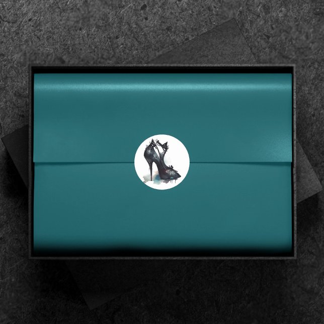 Goth Vogue | Teal Splash and Stiletto High Heel Classic Round Sticker (Creator Uploaded)
