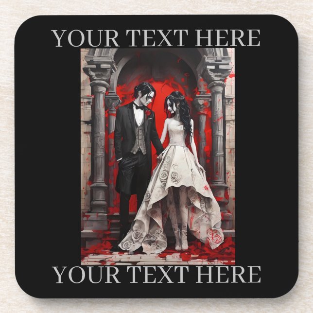 Goth Wedding Couple Leaving the Church Coaster (Front)