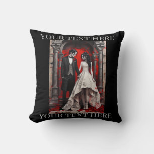 Goth Wedding Couple Leaving the Church Cushion