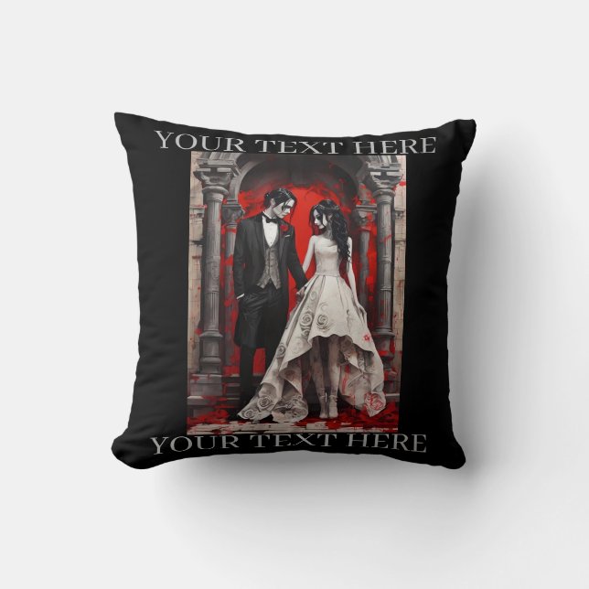 Goth Wedding Couple Leaving the Church Cushion (Front)