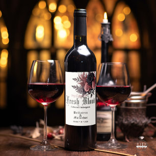 Goth Wedding Fresh Blood Red Wine  Wine Label