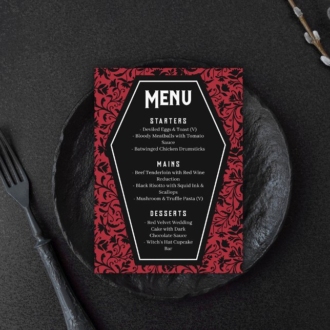 Goth Wedding Menu Coffins & Floral (Creator Uploaded)
