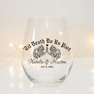 Goth Wedding Personalised Bridesmaids Till Death Stemless Wine Glass
