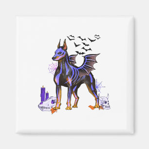 Goth Winged Doberman Dog Skulls T And Candles Hall Magnet