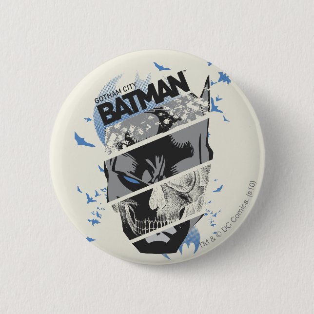 Gotham City Batman Skull Collage 6 Cm Round Badge (Front)