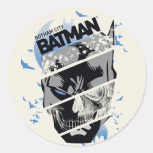 Gotham City Batman Skull Collage Classic Round Sticker