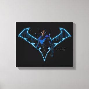 Gotham Knights Nightwing in Logo Canvas Print