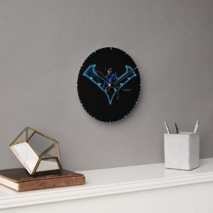 Gotham Knights Nightwing in Logo Round Clock