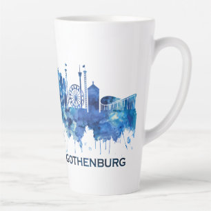 Gothenburg Sweden Skyline Blue Latte Mug