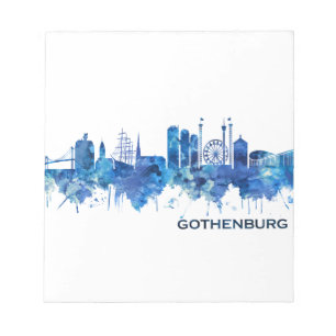 Gothenburg Sweden Skyline Blue Notepad