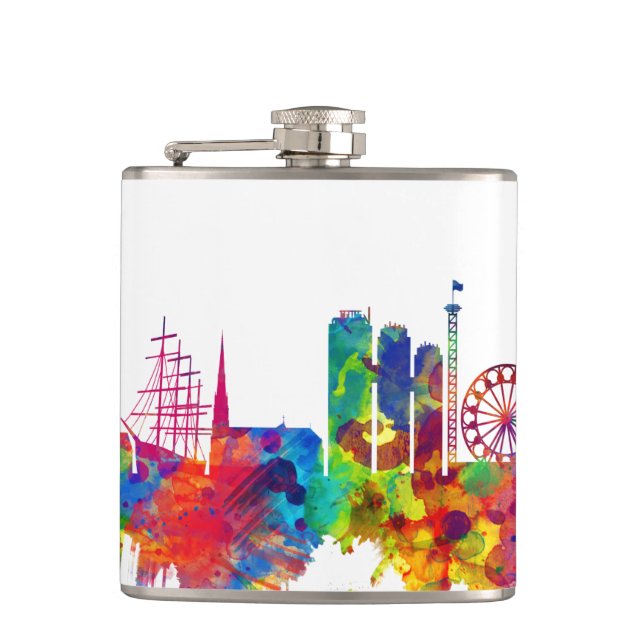 Gothenburg Sweden Skyline Hip Flask (Front)