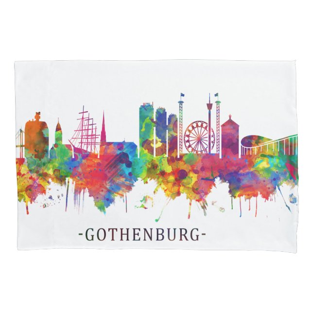 Gothenburg Sweden Skyline Pillowcase (Front)